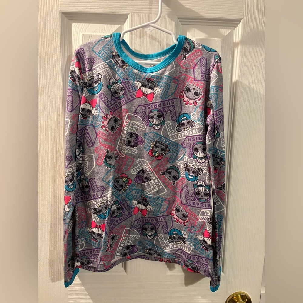 L.O.L. Surprise! Long Sleeve Tee - Gray, Pink, and Blue PJ Top & Pants